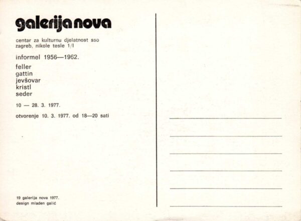 kartolina, pozivnica, informel 1956-1962.