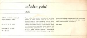 kartolina, pozivnica: mladen galić, objekti