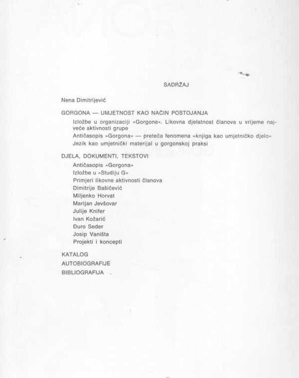 gorgona, dokumenti 1-2, 1977., katalog izložbe 10.03.-03.04.1977.