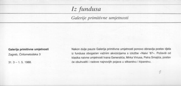 kartolina - galerija grada zagreba, ožujak/travanj, 1988.