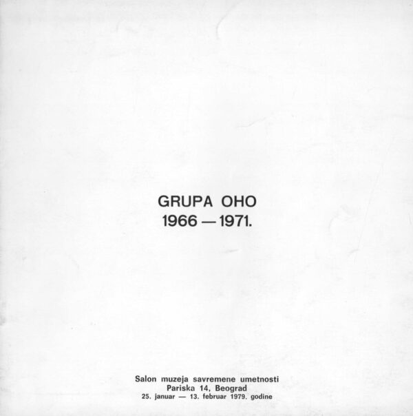 grupa oho, 1966-1971, katalog izložbe