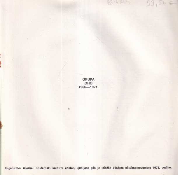 grupa oho, 1966-1971, katalog izložbe