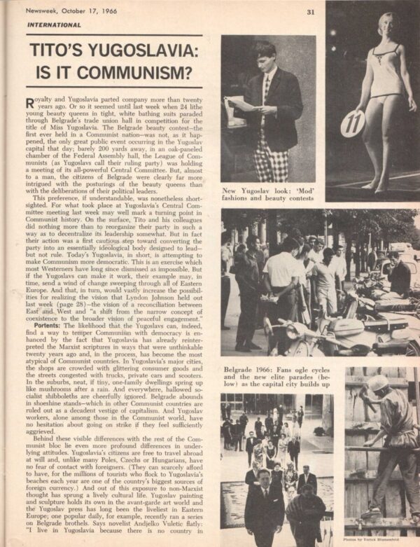 newsweek 1966 yugoslavia,s tito