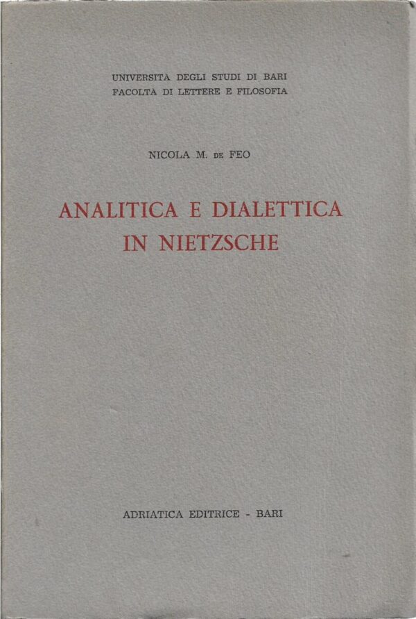 nicola m. de feo: analitica e dialectica in nietzsche