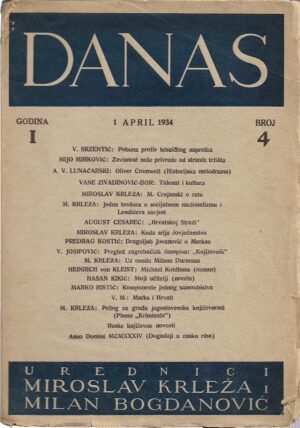 miroslav krleža, milan bogdanović (ur.): danas - književni časopis (br. 4)