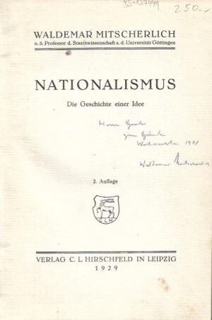waldemar mitscherlich: nationalismus, die geschicte einer idee
