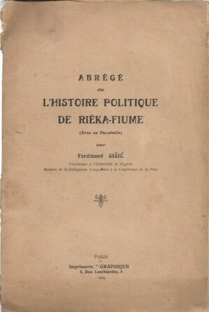 abrege de l'historie politique de rieka-fiume par ferdinand Šišić