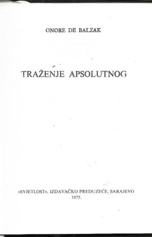 honore de balzac: traženje apsolutnog