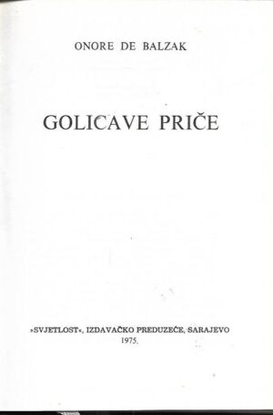 honore de balzac: golicave priče