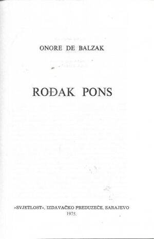 honore de balzac: rođak pons