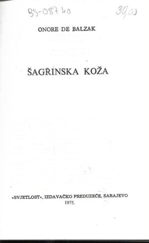 honore de balzac: Šagrinska koža