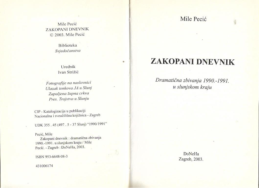 mile pecić: zakopani dnevnik