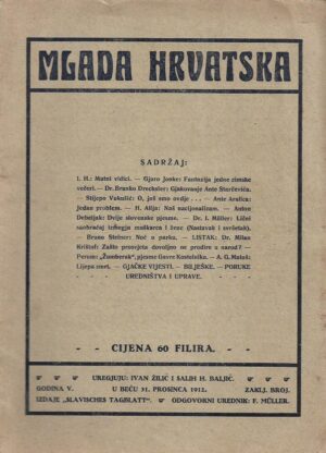 ivan Žilić (ur.): mlada hrvatska - godina v. zaklj. broj 31. prosinca 1912.
