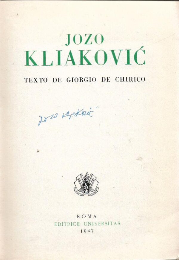 jozo kliaković: texto de giorgio de chirico