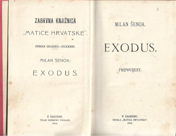 milan Šenoa: exodus