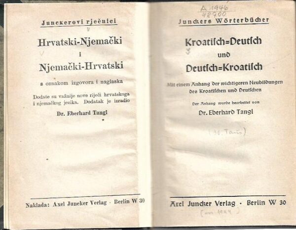 junckerovi rječnici: hrvatski-njemački i njemački-hrvatski