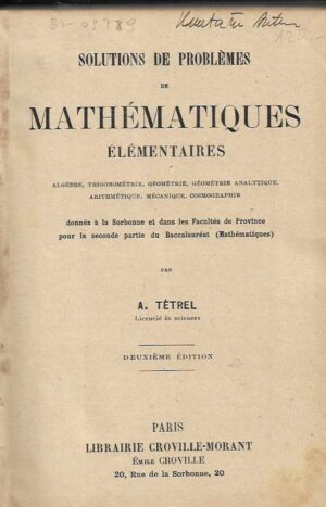 a. tetrel: solutions de problèmes de mathématiques elémentaires