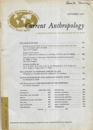 skupina autora: current anthropology - a world journal of the sciences of man - october 1965.