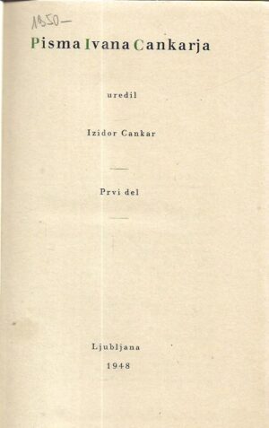 izidor cankar (ur.): pisma ivana cankarja