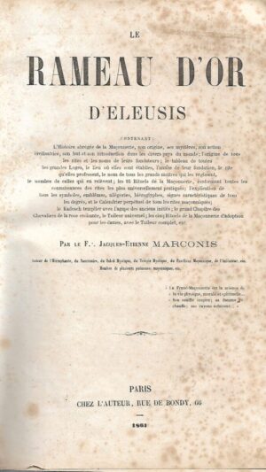 jacques etienne marconis: le rameau d'or d'eleusis