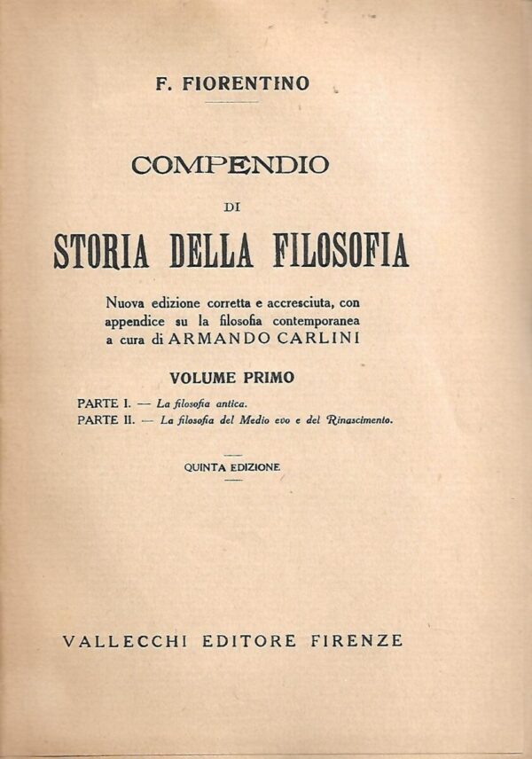 f. fiorentino: compendio di storia della filosofia 1-2