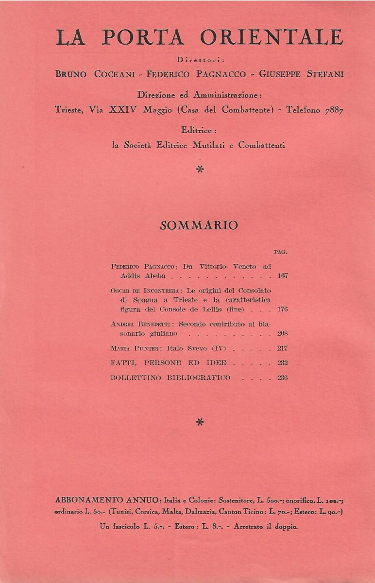 la porta orientale, anno vi, n. 5, 1936.