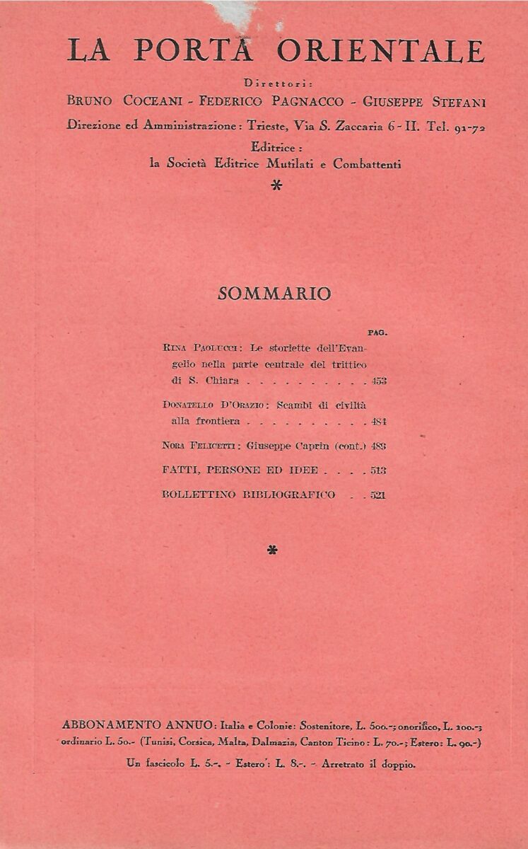 la porta orientale, anno iv, n. 8, 1934.