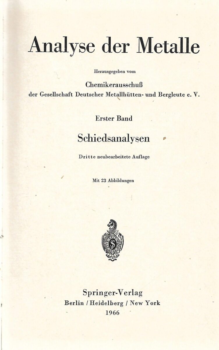analyse der metalle 1 - schiedsanalysen