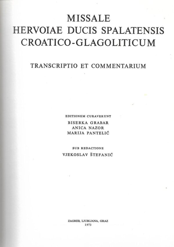 missale hervoiae ducis spalatensis croatico-glagoliticum