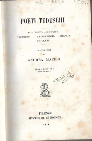 gemme straniere - poeti tedeschi (schiller, goethe, gessner, klopstock, zedliz, pirker)