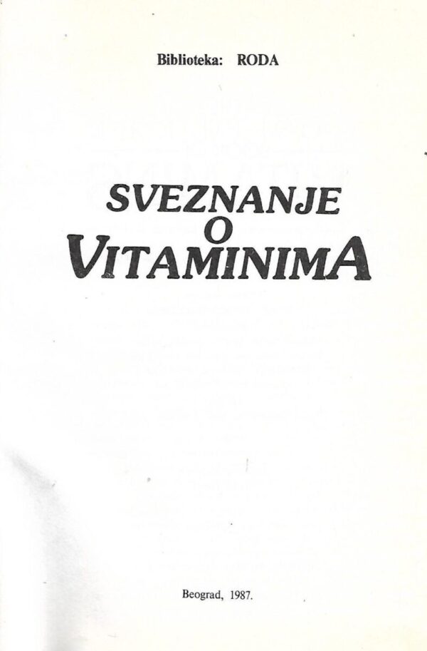 velimir vesović (ur.): sveznanje o vitaminima