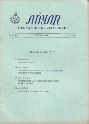 Adyar - Theosophische Zeitschrift /Nr. 3 (18)/4. Jahrgang/1949