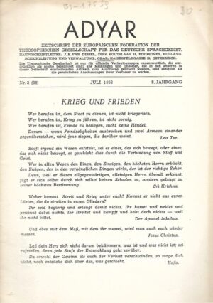 Adyar - Theosophische Zeitschrift /Nr. 3 (38)/8. Jahrgang/1953