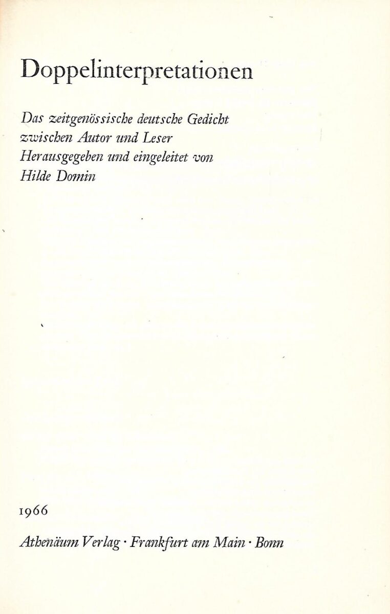 Hilde Domin: Doppelinterpretationen - Slika 2