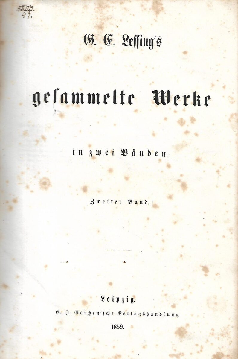 G. E. Lessing: Gesammelte Werke in zwei Banden (1, 2) - Slika 3
