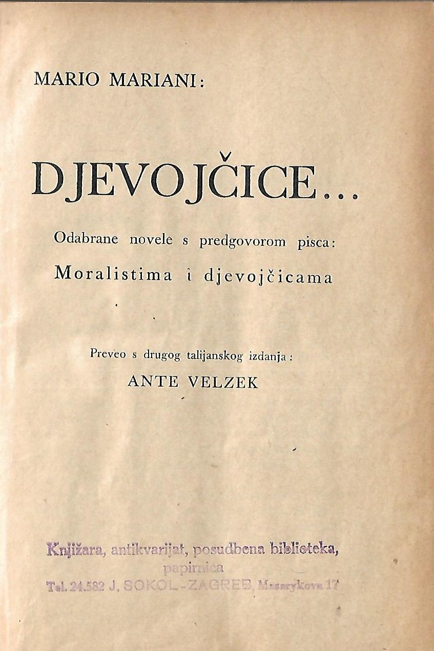Mario Mariani: Djevojčice - Odabrane novele s predgovorom pisca - Slika 2