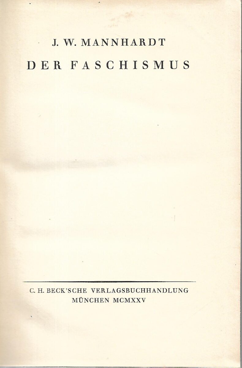 J. W. Mannhardt: Der Faschismus - Slika 2