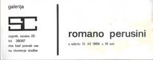 Romano Perusini -  Izložba 13. XII. 1969.  u Galeriji SC - Pozivnica