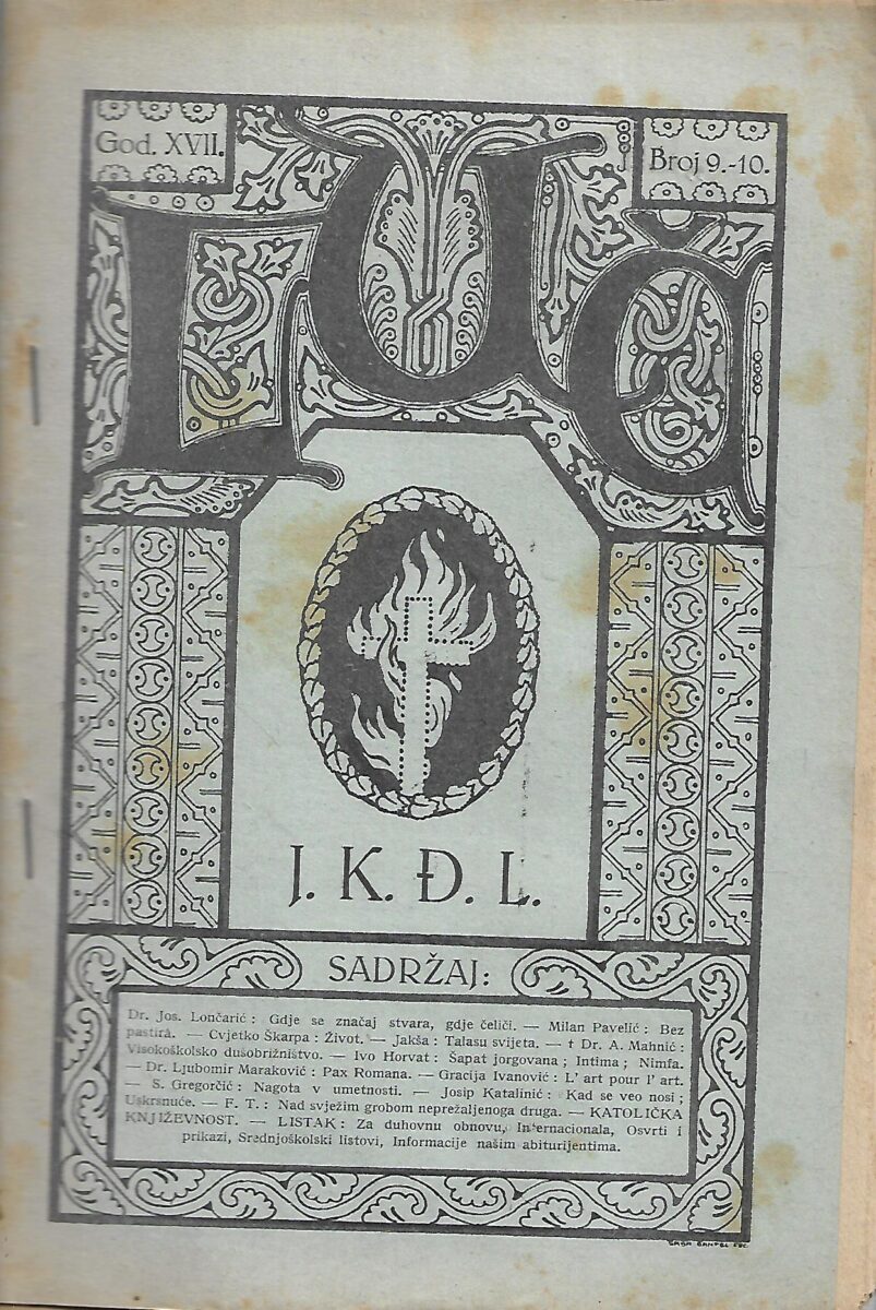 Stjepan Podolšak (ur.): Luč – Glasilo jugoslovenskog katoličkog đaštva – God. XVII.- Broj 9-10 / 28. lipnja. 1922.