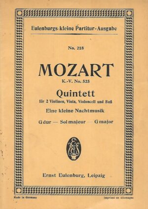 Eulenburgs kleine Partitur-Ausgabe: No. 218 - Mozart - Quintett, für 2 Violinen, Viola, Violoncell und Bab