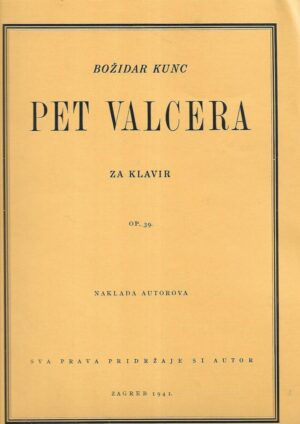 božidar kunc: pet valcera za klavir