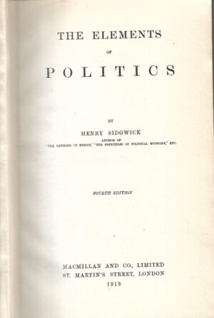 Henry Sidgwick: The Elements of Politics