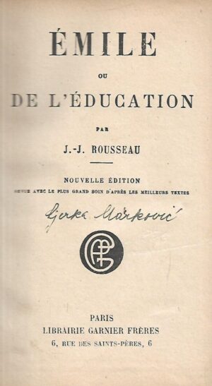 J.-J. Rousseau: Emile ou de L'Education