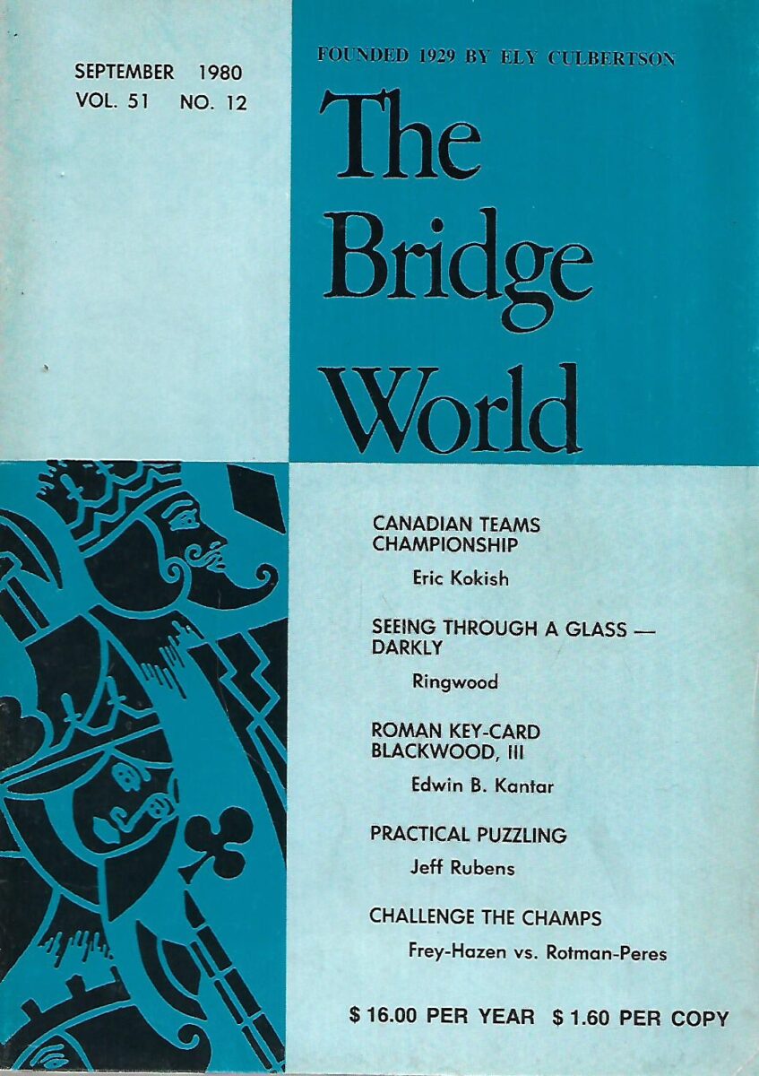 The Bridge World - September / 1980. Vol.51 - No.12