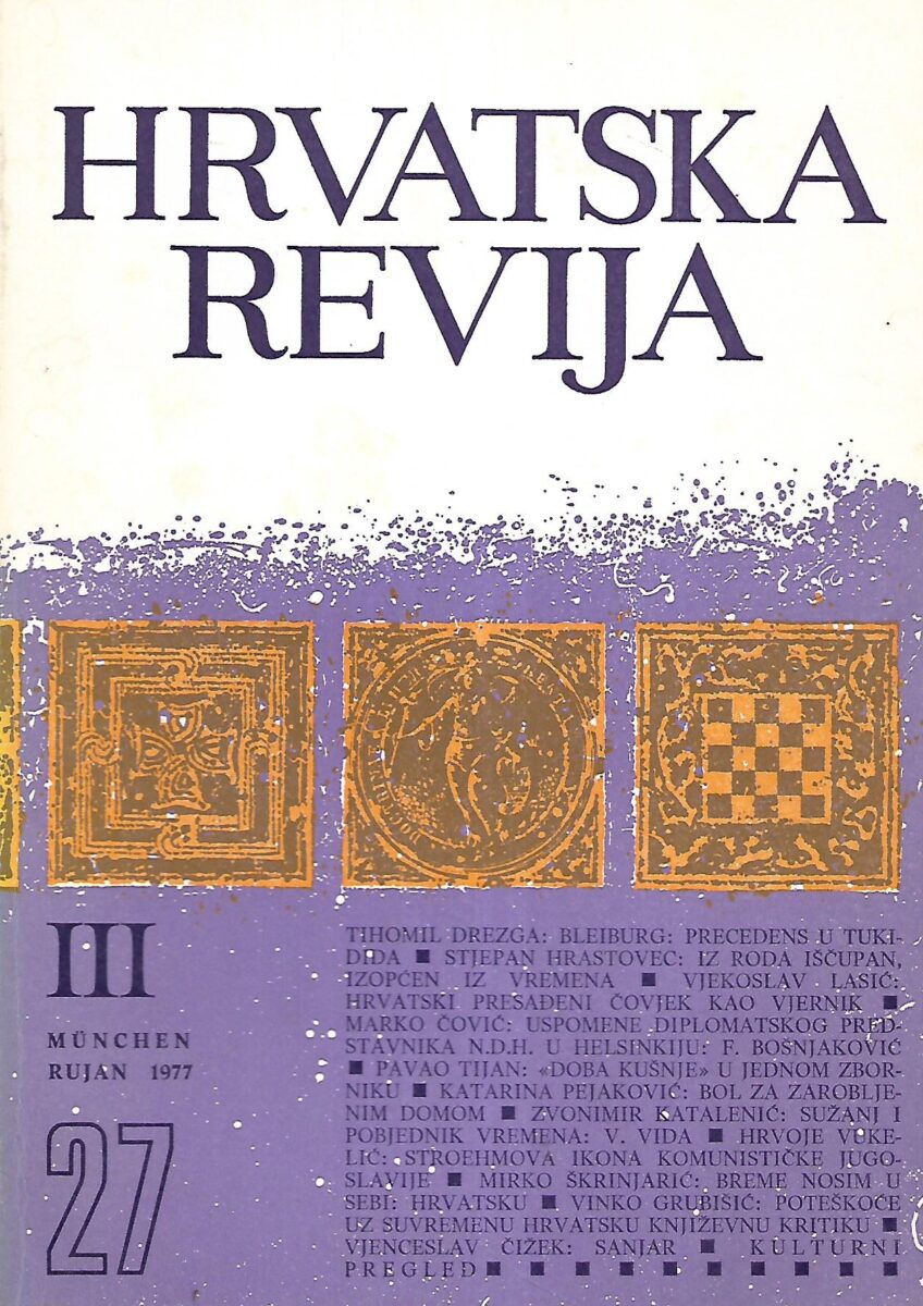 Hrvatska revija III - München - Rujan 1977.