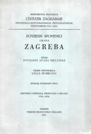 Lelja Dobronić (prir.): Povijesni spomenici grada Zagreba – Svezak 21.
