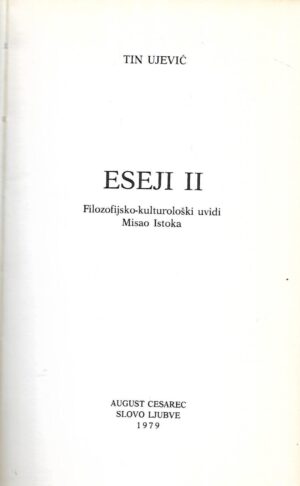 Tin Ujević: Eseji II. 7 Filozofijsko-kulturološki uvidi - Misao istoka