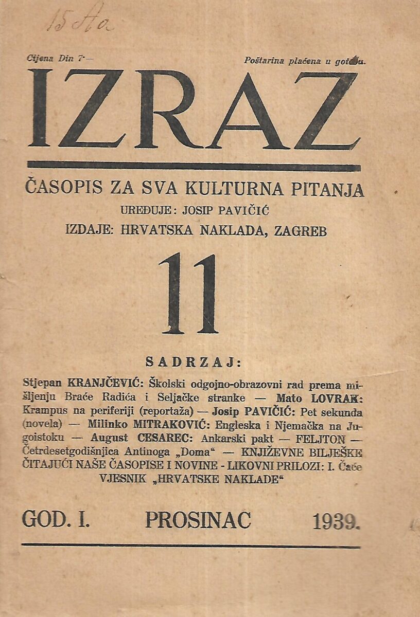 Izraz - časopis za sva kulturna pitanja - 12/1939.