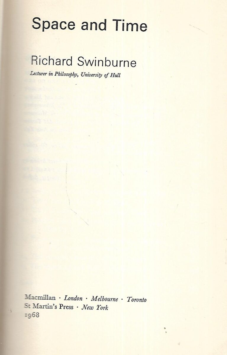 Richard Swinburne: Space and Time