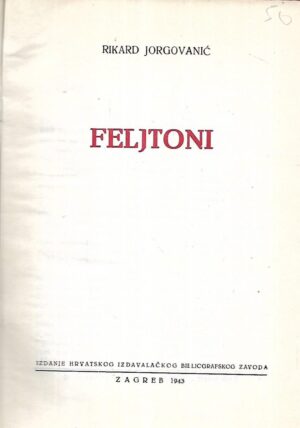 Rikard Jorgovanić: Feljtoni